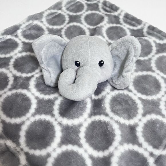 Hudson Baby HB Gray Elephant Circles Security Blanket Lovey Lovie Blankie - Picture 5 of 8